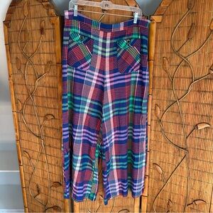 Maeve Anthropologie plaid cropped pants